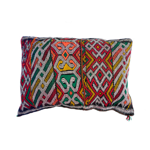 Authentic Vintage Moroccan Berber Cushion, Moroccan Cushion Cover, Handmade Knotted Wool Cushion Cover, L44xW32 cm